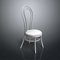 Modern White Leisure Chair With Curved Backrest Padded Seat And Metal Frame Minimalist Design