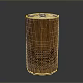 Wooden Cylindrical Smart Speaker With Blue Ring Light And Mesh Grille