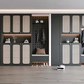 Modern Luxury Shoe Cabinet With Gray Cabinet Rattan Door Bench And Clothing Rack
