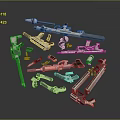Various Metal Tools Including Wrenches Screwdrivers And Bolts On Surface 3d model