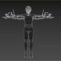 Human Character With Blonde Hair And Mechanical Arms Wearing Dark Clothing Standing