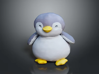 Children's Cute Soft Plush Penguin Stuffed Toy With Yellow Beak And Feet 3d model