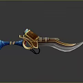 Fantasy Weapon Design With Blue Grip Golden Accents And Sharp Blade