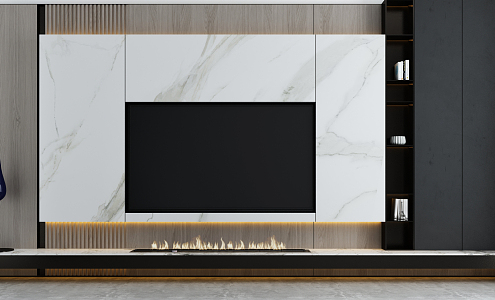 Modern TV background wall 3d model