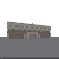 Modern Two Story Fire Station Building With White Exterior Red Doors And Large Windows