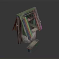 Vintage Rustic Wooden Structure With Sloped Roof And Small Wooden Stool
