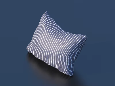 Blue And White Striped Decorative Pillow For Modern Home Decor 3d model