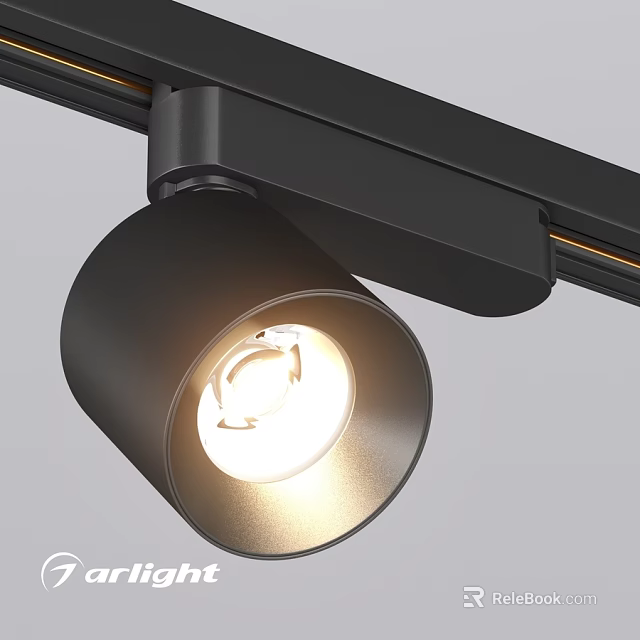 Modern Black Track Mounted Spotlight With Sleek Design And Bright Lighting 3d model 