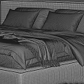 Modern Bedroom Interior Design With Plaid Pillows Grey Headboard Bedding And Side Table