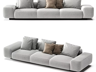 Modern Gray Two Seater Sofa With Soft Gray And Brown Cushions For Living Room 3d model