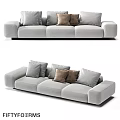 Modern Gray Two Seater Sofa With Soft Gray And Brown Cushions For Living Room