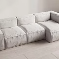 Light Gray Sectional Sofa With Linen Fabric And Modern Minimalist Design 3d model