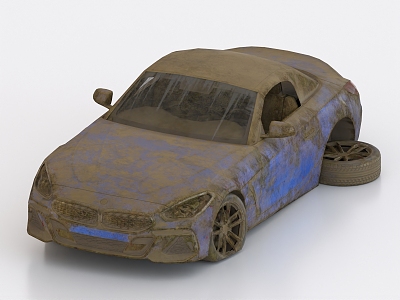 Scrapped car wreck abandoned car 3d model