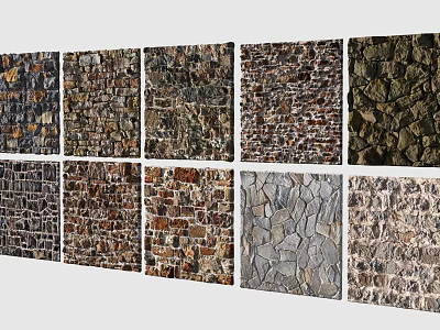 Various Natural Stone and Wood Wall Texture Patterns for Interior Design 3d model