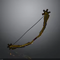 Ornate Golden Bow With Intricate Decorative Components And Black Bowstring