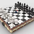 Creative Building Blocks Chess Set With Black White Pieces Minifigure And Wheeled Base