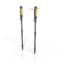 Industrial Metal Drill Rods With Yellow Accents And Pointed Tips