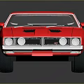 Classic Red Muscle Car With Black Windows Silver Alloy Wheels And Glossy Finish
