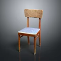 Solid Wooden Frame Dining Chair With Upholstered Seat And Plain Back Design 3d model