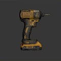 Yellow And Black Cordless Power Drill With Ergonomic Handle And Drill Bit