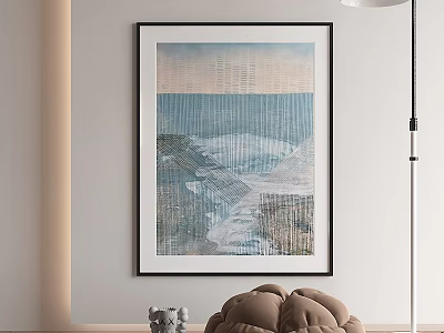 Modern Abstract Painting With Blue Gray Textured Composition For Interior Wall Art 3d model