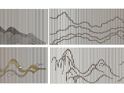 Modern Decorative Partition Screens With Mountain Pattern And Line Design For Interior Space Decoration 3d model