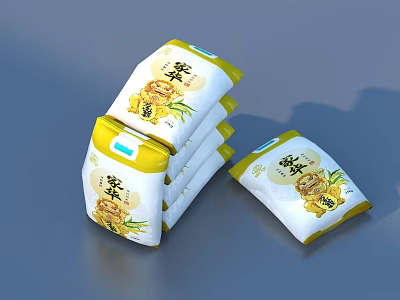 Traditional Glutinous Rice Packaging With Yellow White Design And Brand Elements 3d model