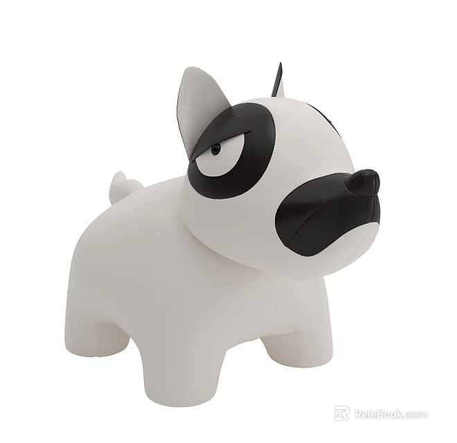 White Dog Shaped Doll With Black Facial Features Modern Cartoon Design Stuffed Toy Figure 3d model 