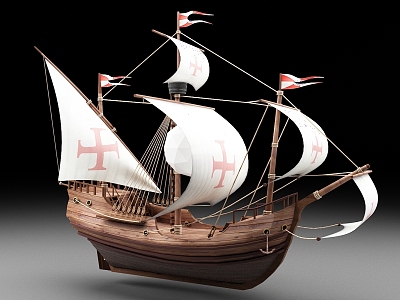 Wooden ship Sailing ship Warship Vintage ship Ancient ship Santa Maria 3d model