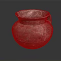 Ancient Pottery Jar With Intricate Woven Texture And Single Handle