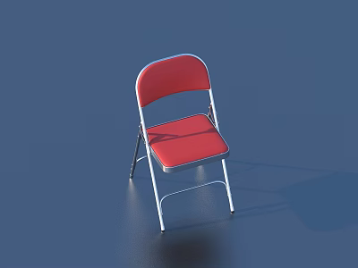 Folding Red Dining Chair With Metal Frame And Red Seat Backrest 3d model
