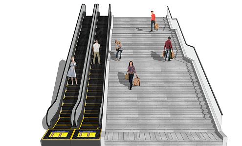 modern elevator escalator staircase 3d model