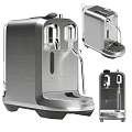 Various Modern Kitchen Appliances With Stainless Steel And Black Designs Including Coffee Makers And Kettles