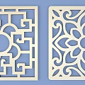 Decorative Wooden Carved Windows With Geometric And Floral Patterns In Square Shape
