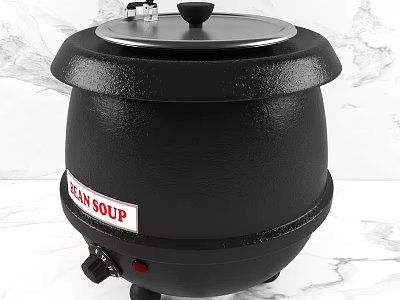 Black Commercial Soup Warmer Kitchen Equipment With Control Knob And Lid 3d model