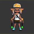 Game Character In White Tank Top With ZAP Cap Pointed Ears Goggles Jetpacks And Weapons