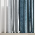 Layered Navy Blue and White Curtains with Geometric Pattern for Window Decor