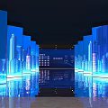 Professional Conference Hall Setup With Themed Stage Seats Banners And Prosperity Theme