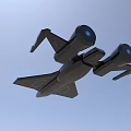 Futuristic Black Fighter Jet With Blue Glowing Elements And Angular Wings 3d model