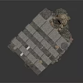 Fantasy Scene Structure With Stone Walls Metal Pipes And Arched Platform