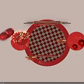 New Year Celebration Decor with Ferris Wheel Letters Fireworks and Gift Boxes