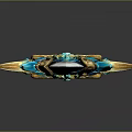 Ornate Fantasy Sword With Blue Golden Accents And Glowing Crystal Decorations