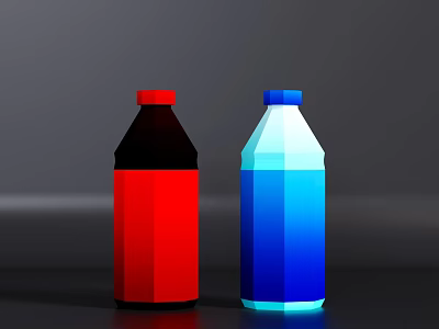 Colorful Low Poly Cups in Red Black and Blue White on Dark Background 3d model