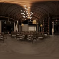 Hotel Lobby With Wooden Ceiling Chandeliers Large Windows And Giraffe Sculptures