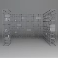 Open Modular Metal Shelving Unit with Grid Structure and Numbered Compartments 3d model