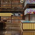 Modern Restaurant Interior With Food Display Cases Digital Screens And Counter