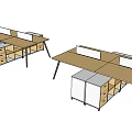 Functional Office Work Desk with Partition Drawers and Storage Cabinets for Workspace 3d model