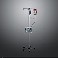 Medical IV Stand Equipment With Red Fluid Bag And Control Panel