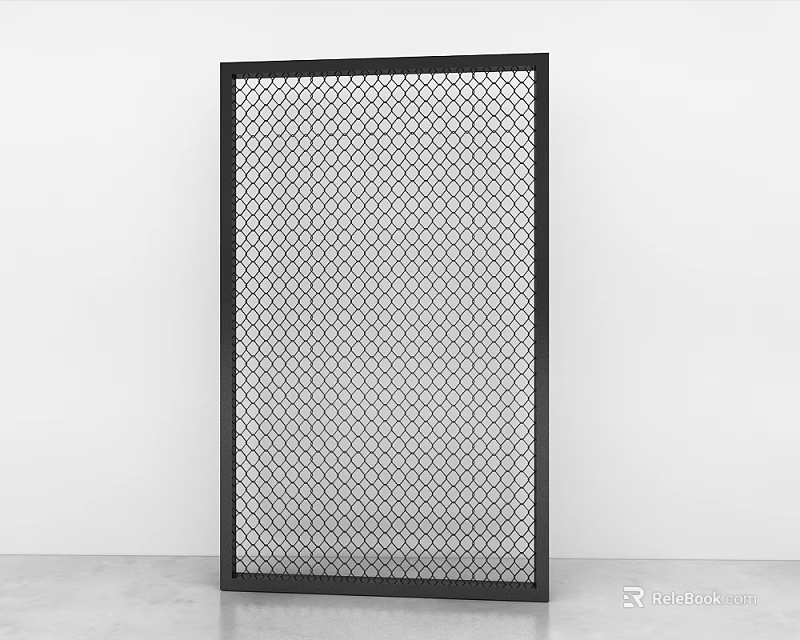 Modern Architectural Screen Partition With Black Frame And Grid Pattern Design 3d model 