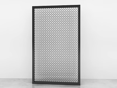 Modern Architectural Screen Partition With Black Frame And Grid Pattern Design 3d model